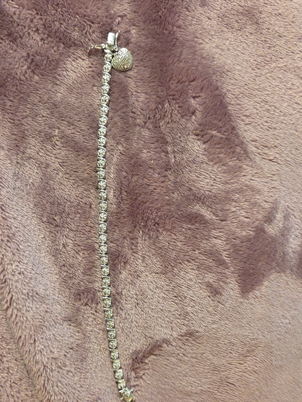 925 Silver Tennis Bracelet with Heart Charm